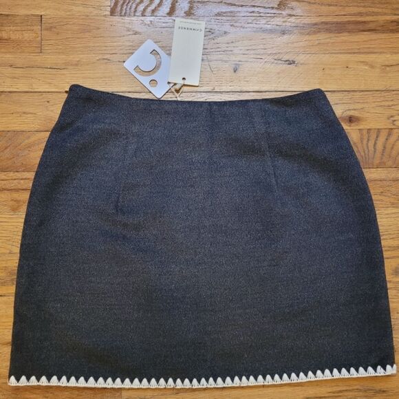116. Nwt Commense Embroidered Trim Mini Skirt Chic Black Mini Skirt Size Medium - Picture 9 of 12